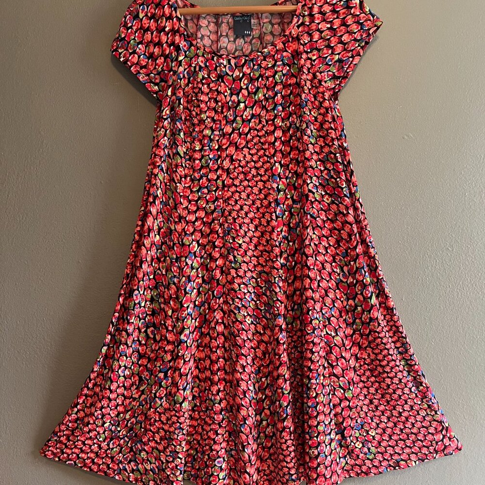 Summer Dress, Vibrant Colors, Cap Sleeves, Flared A-Line, Size 14 - Picture 2 of 6